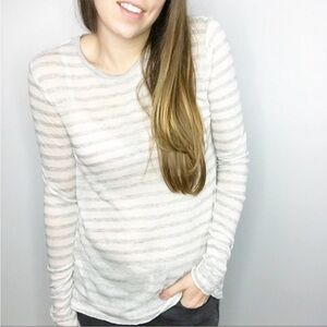 VINCE Gray & White Striped Long Sleeve Shirt NWT Lightweight Size XS